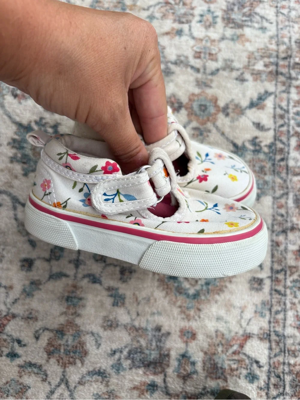 Girls Toddler Floral Canvas Mary Jane Sneakers - BABYGAP Colorful Flowers